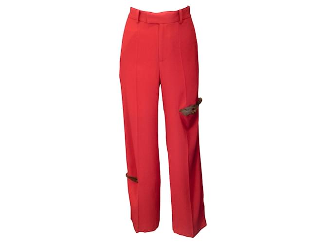 Autre Marque Undercover by Jun Takahashi Red / Tan Lace Trimmed Crepe Trousers Synthetic  ref.1300510