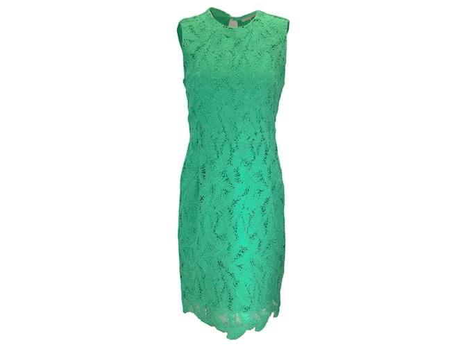 Autre Marque Emilio Pucci Green Sleeveless Leaf Lace Dress Silk  ref.1300511