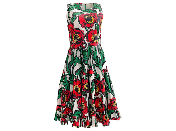 Autre Marque La linedJ Großes, ärmelloses Kleid mit Blumenmuster in Rot Baumwolle  ref.1300517