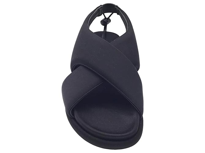 Autre Marque Giaborghini Black Puffy Cross Strap Sandals Cloth  ref.1300526