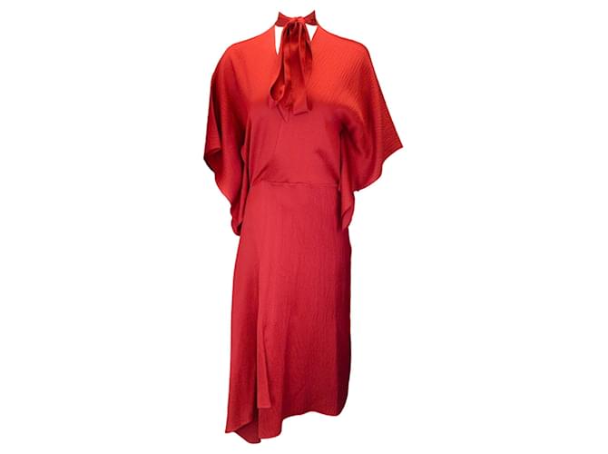 Autre Marque Roland Mouret Persian Red Hammered Satin Meyers Dress Silk  ref.1300528