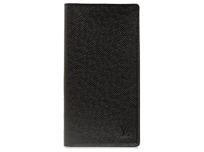 Schwarzes, langes, zweifach gefaltetes Portemonnaie „Taiga Portefeuille Brazza“ von Louis Vuitton Leder  ref.1300539