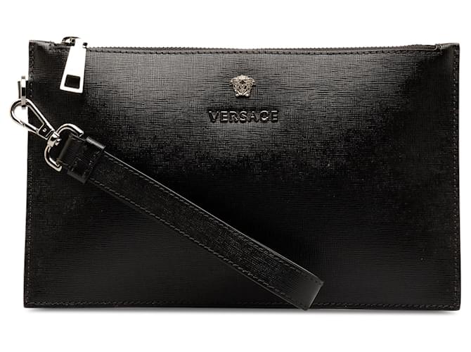 Black Versace Medusa Clutch Leather  ref.1300540