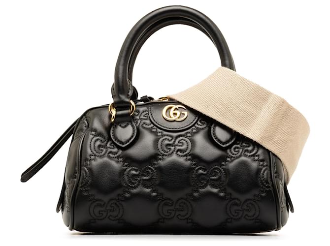Bolso satchel Gucci Mini GG Matelasse Marmont negro Cuero  ref.1300552