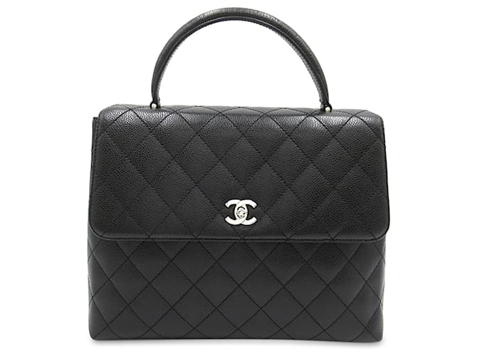 Black Chanel Caviar Top Handle Bag Leather  ref.1300559