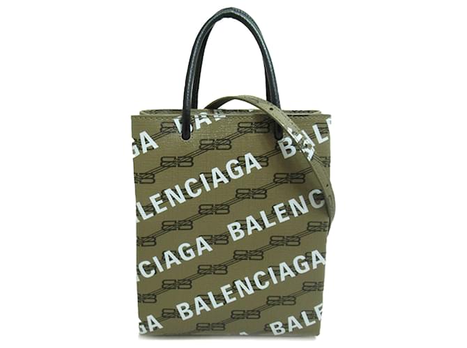 Braune Einkaufstasche mit Balenciaga BB-Monogramm-Logo Leder  ref.1300594