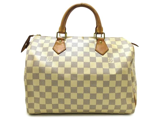Beige Louis Vuitton Damier Azur Speedy 30 Boston Bag Leather  ref.1300631