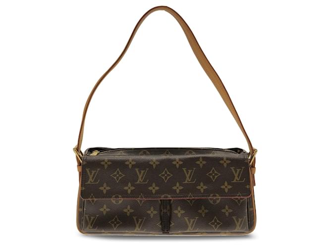Brown Louis Vuitton Monogram Viva Cite MM Shoulder Bag Leather  ref.1300646