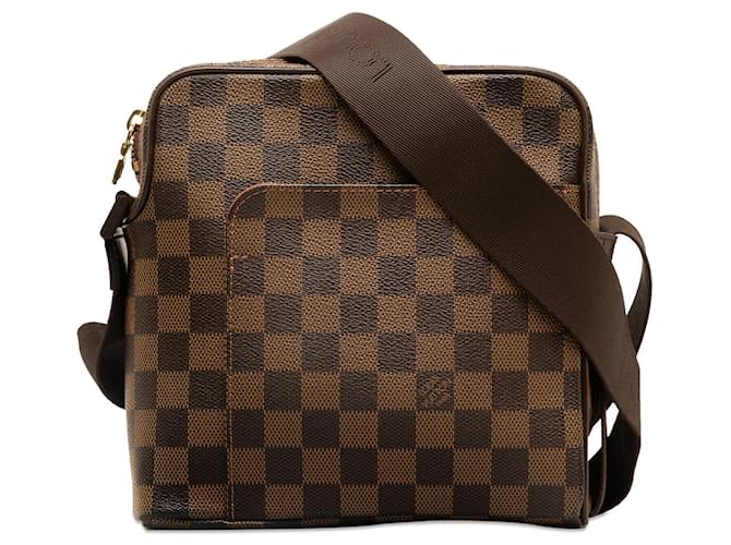 Brown Louis Vuitton Damier Ebene Olav PM Crossbody Bag Leather  ref.1300647