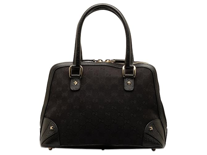 Schwarze Handtasche aus Gucci GG Canvas mit Nagelkopf Leder  ref.1300662