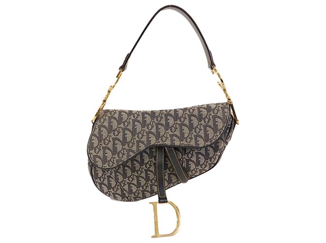 Brown Dior Oblique Canvas Saddle Shoulder Bag Leather  ref.1300664