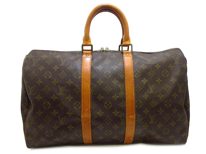 Brown Louis Vuitton Monogram Keepall 45 Travel bag Leather  ref.1300666