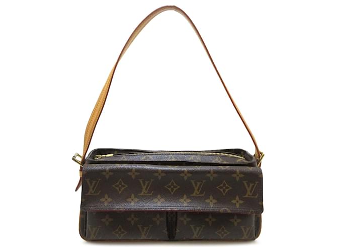 Brown Louis Vuitton Monogram Viva Cite MM Shoulder Bag Leather  ref.1300667