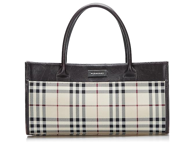 Brown Burberry House Check Handbag Leather  ref.1300691