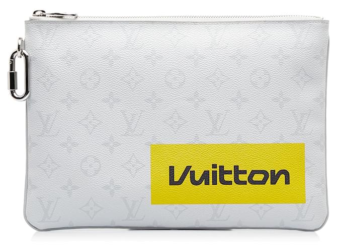 Bolsa clutch GM branca Louis Vuitton Monogram Logo Story Pochette Branco Lona  ref.1300698