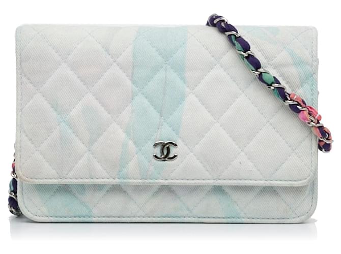 White Chanel Jungle Jeans Wallet on Chain Crossbody Bag Cloth  ref.1300704