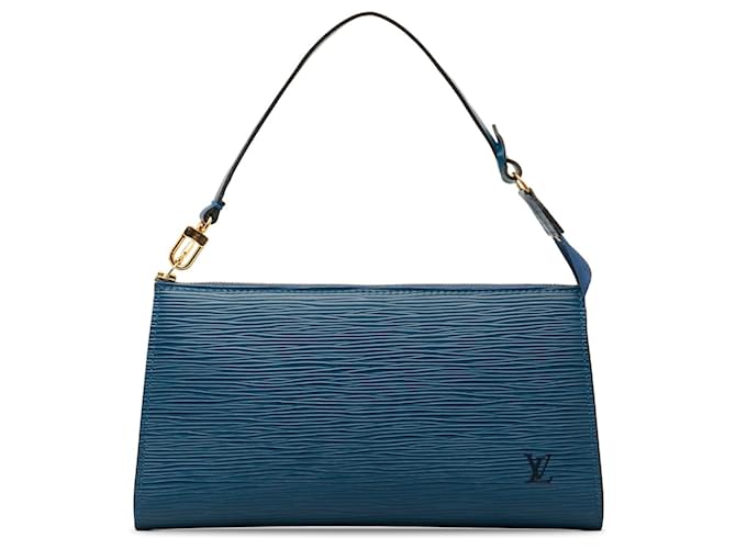 Bolsa Louis Vuitton Epi Pochette Accessoires Azul Couro  ref.1300711