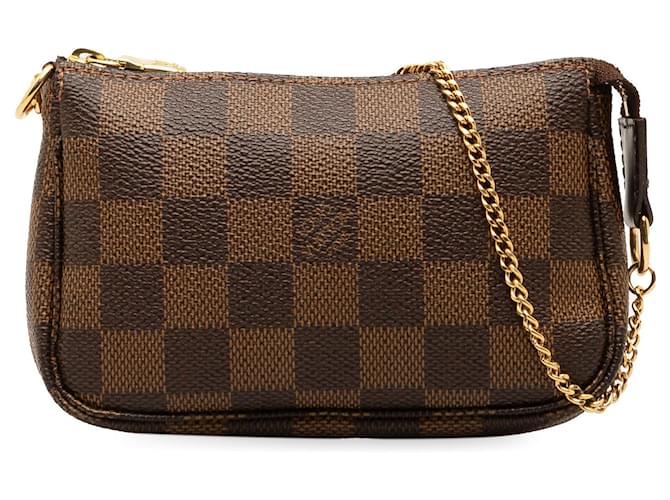 Brown Louis Vuitton Damier Ebene Mini Pochette Accessoires Shoulder Bag Cloth  ref.1300715