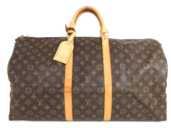 Brown Louis Vuitton Monogram Keepall Bandouliere 55 Travel bag Leather  ref.1300722