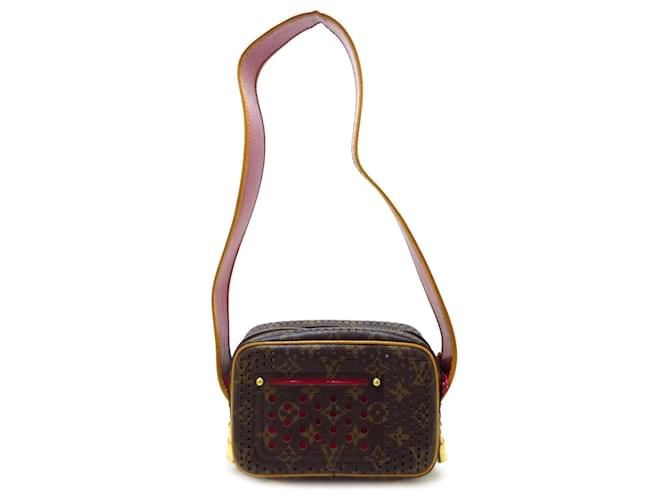 Braune Louis Vuitton-Umhängetasche Mini Trocadero mit perforiertem Monogramm  Leder  ref.1300725