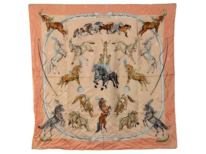 Hermès Orange Hermes En Piste Silk Scarf Scarves  ref.1300734