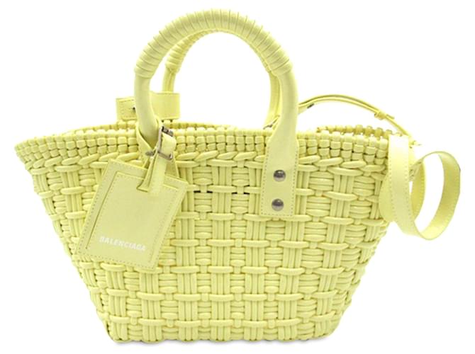 Yellow Balenciaga Patent Bistro Panier XS Satchel Leather  ref.1300737