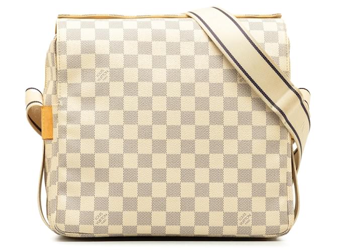 White Louis Vuitton Damier Azur Naviglio Crossbody Bag Cloth  ref.1300766
