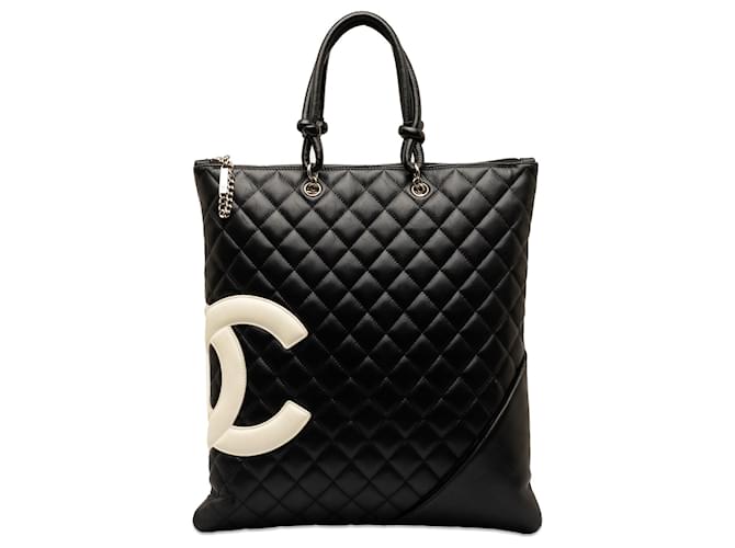 Black Chanel Cambon Ligne Flat Tote Leather  ref.1300777