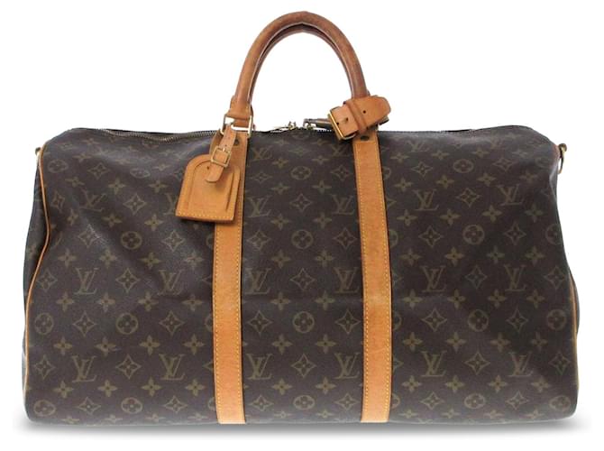Brown Louis Vuitton Monogram Keepall Bandouliere 50 Travel bag Leather  ref.1300802
