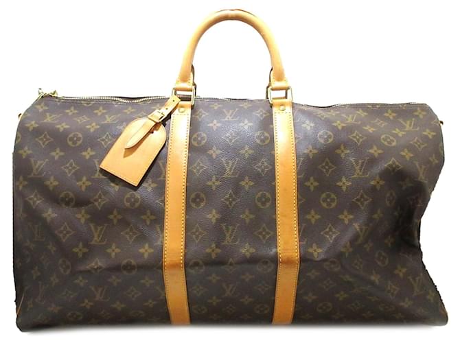 Brown Louis Vuitton Monogram Keepall Bandouliere 55 Travel bag Leather  ref.1300811