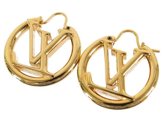 Boucles d'oreilles Louis Vuitton Louise Hoop GM dorées Or jaune  ref.1300815
