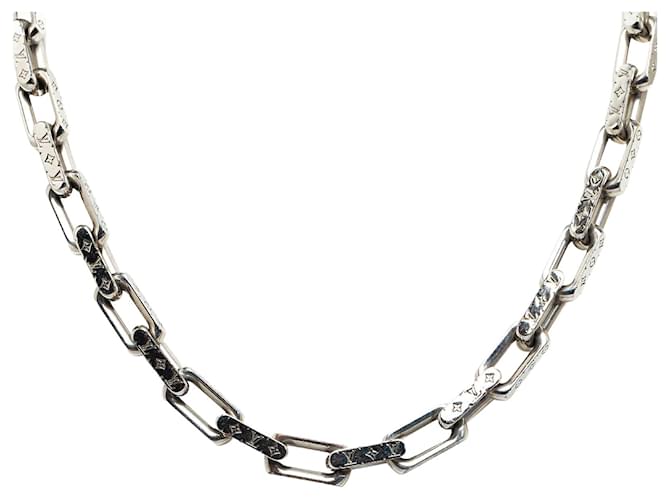 Silver Louis Vuitton Monogram Chain Link Necklace Silvery  ref.1300816