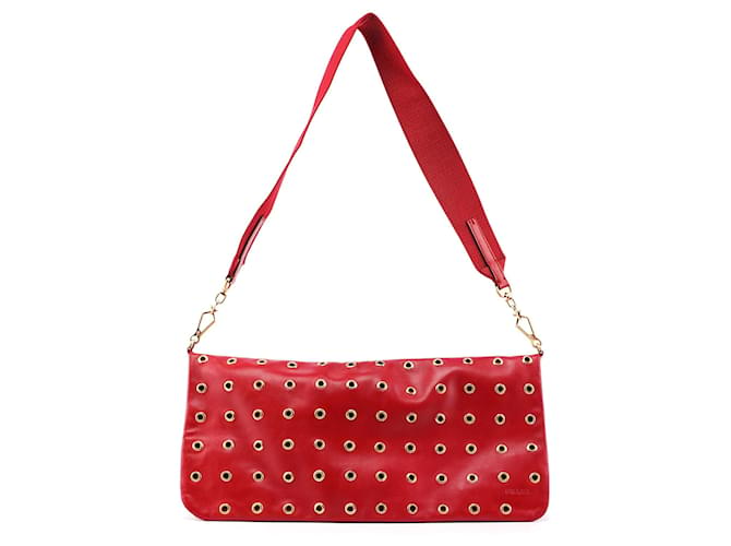 Vitello PRADA Shoulder bags Leather Red Cleo  ref.1300860