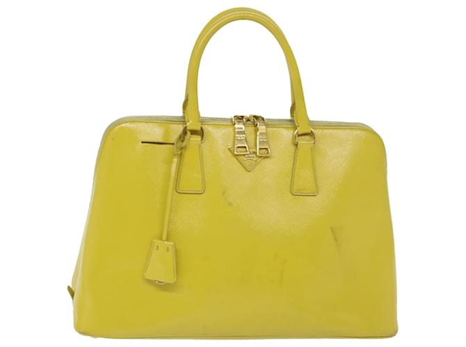 Prada Saffiano Yellow Patent leather  ref.1300876