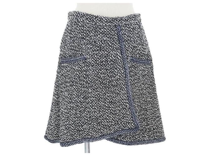 Cambon Gonna in tweed Chanel nero blu e bianco Blu navy