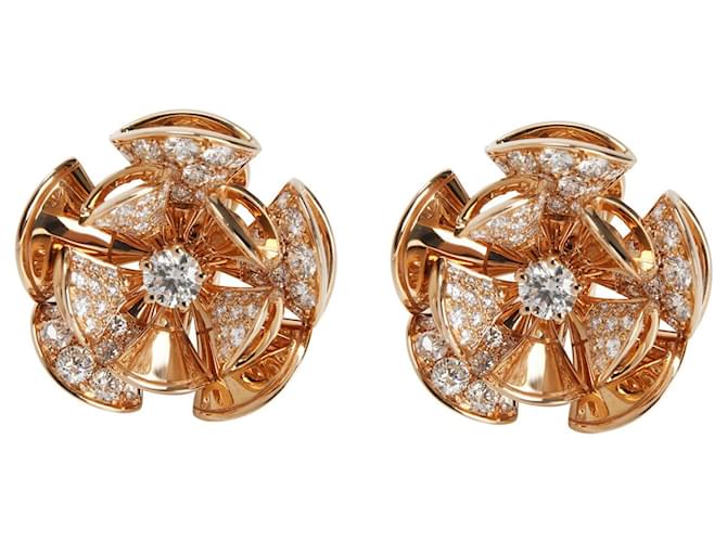 Bulgari BVLGARI Divas' Dream En Tremblant Flower Earrings in 18k Rose Gold, 2.6 ctw Metallic Metal Pink gold  ref.1300950