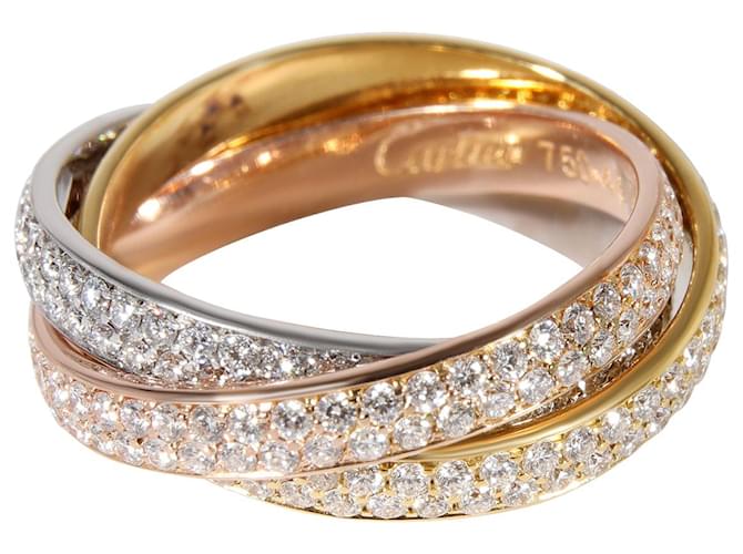 Cartier Trinity anel de diamante em 18K 3 tom de ouro 1.35 ctw Dourado Metálico Ouro branco Metal  ref.1300955
