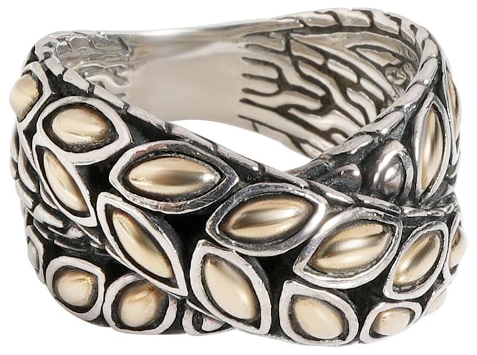 Autre Marque John Hardy Batu Kawung Crossover Ring in 18k Yellow Gold & Sterling Silver Silvery Metallic Metal  ref.1300964