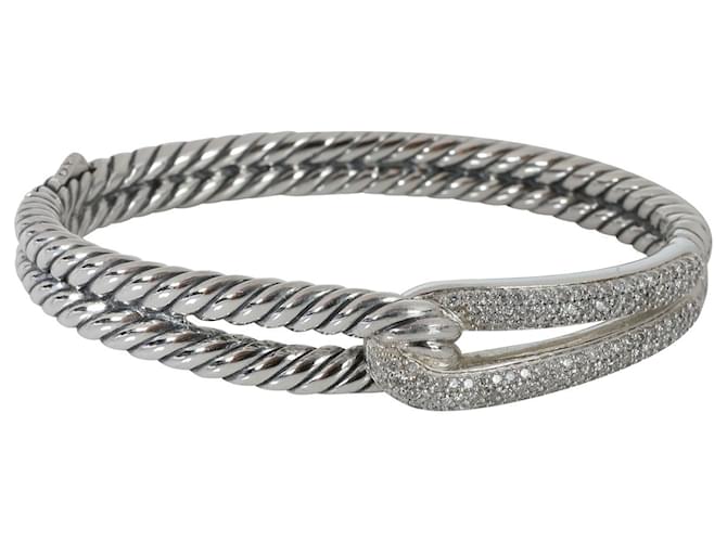 David Yurman Labyrinth Bracciale con diamanti ad anello singolo in argento sterling 0.79 ctw Metallico Metallo  ref.1300967