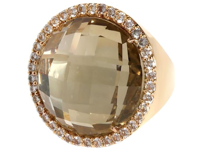 Roberto Coin Quarz Diamant ausgekleideter Ring in 18K Gelbgold 0.95 ctw Silber Metallisch Metall  ref.1300981