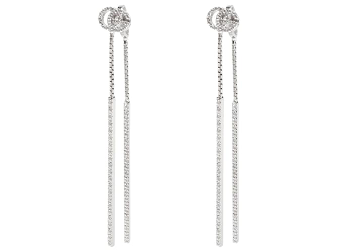 Gucci Running G Diamond Drop Earrings in 18K white gold 0.56 ctw Silvery Metallic Metal  ref.1300984