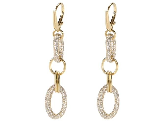 Autre Marque Ippolita Stardust Oval Link Drop Diamond Earring in 18k yellow gold 4.24 ctw Silvery Metallic Metal  ref.1300986