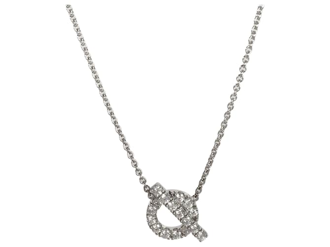 Colgante de diamantes Hermès Finesse en 18K oro blanco 0.46 por cierto Plata Metálico Metal  ref.1300991