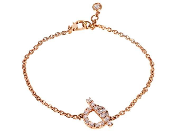 Hermès Finesse Diamond Bracelet in 18k Rose Gold 0.55 ctw Metallic Metal Pink gold  ref.1301004