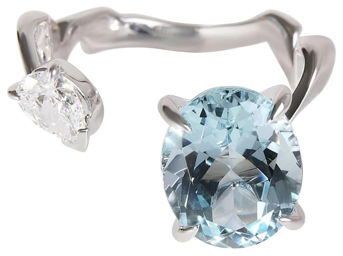 Dior Diorama Precieuse Diamond Aquamarine Ring in 18k White Gold D VS1 0.33 ctw Silvery Metallic Metal  ref.1301005