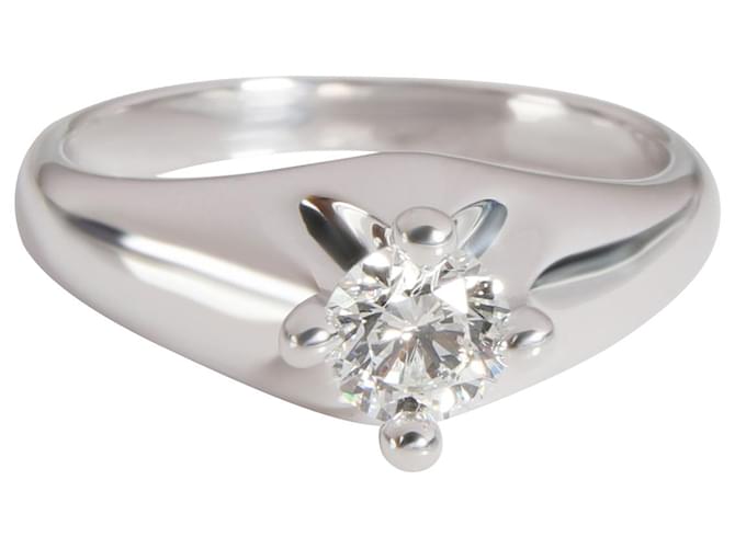 Bulgari Anello di fidanzamento solitario BVLGARI Diamond Corona in 18K Bianco E VVS2 0.3 ctw Argento Metallico Oro bianco Metallo  ref.1301071