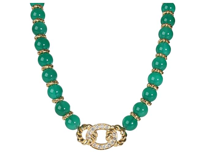 Christian Dior Chalcedon-Diamant-Halskette in 18K Gelbgold 0.78 ctw Silber Metallisch Metall  ref.1301084