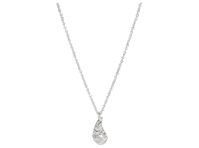 Tiffany & Co TIFFANY Y COMPAÑIA. Colgante de diamantes en forma de lágrima de Elsa Peretti en platino 0.75 por cierto Plata Metálico Metal  ref.1301094