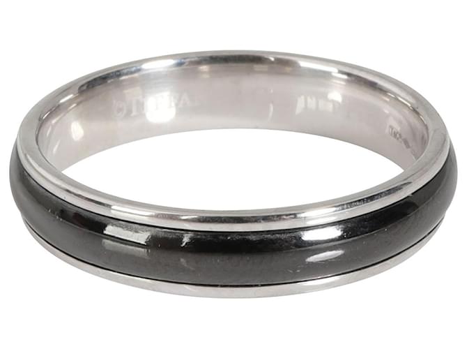 TIFFANY & CO. Ehering aus schwarzem Titan 950 Platin Silber Metallisch Metall  ref.1301100