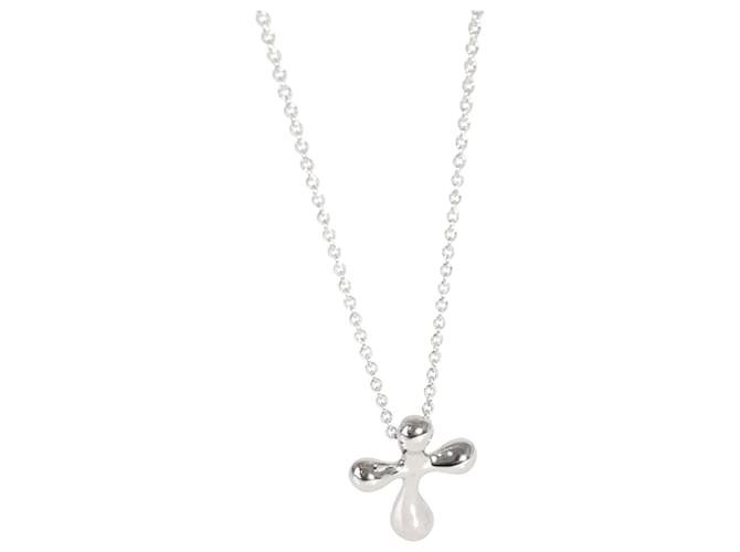 TIFFANY & CO. Elsa Peretti Cross Pendant on a Chain, platinum Silvery Metallic Metal  ref.1301106